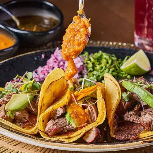 Brunch plate with tacos